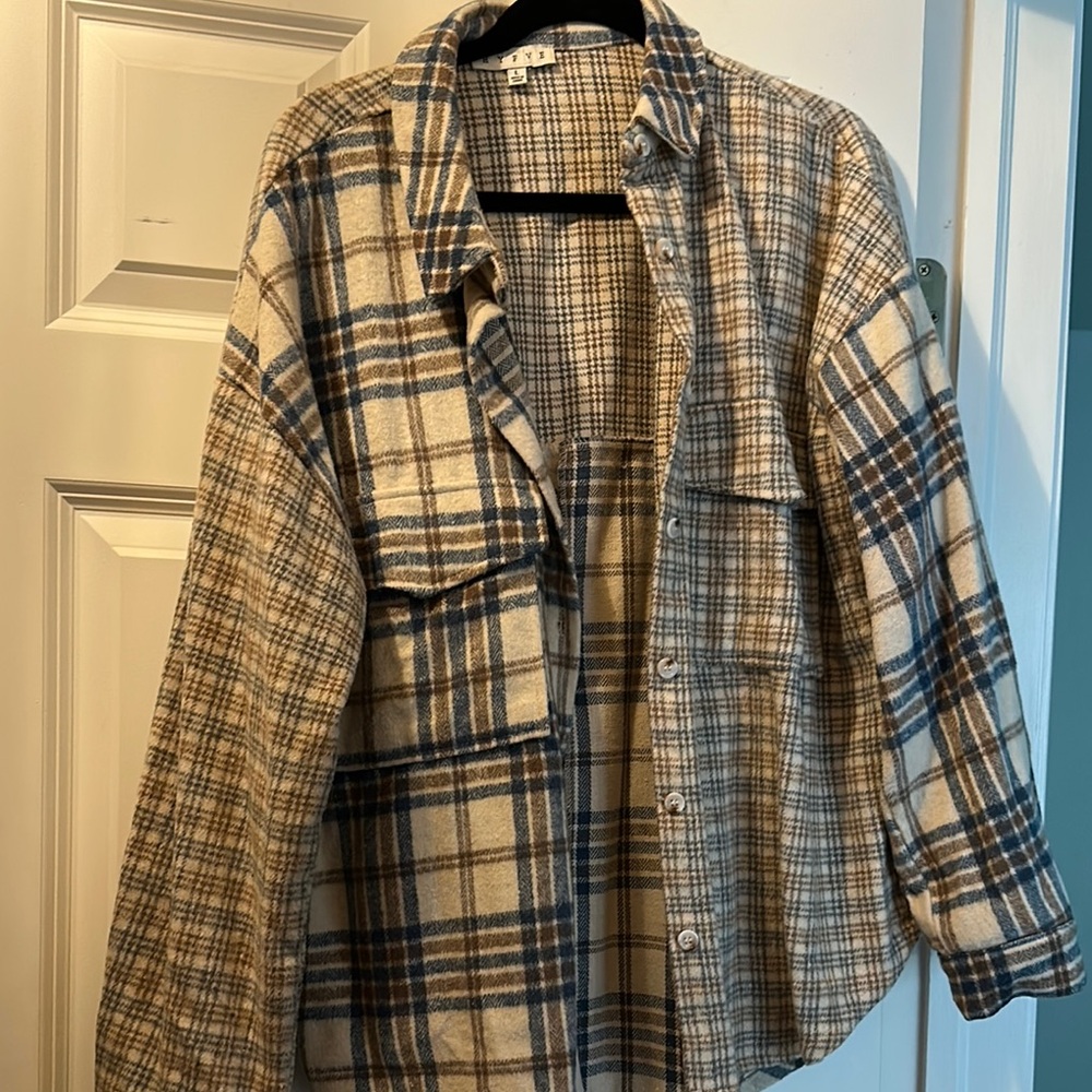 HYFVE Plaid Jacket - Beige and Blue